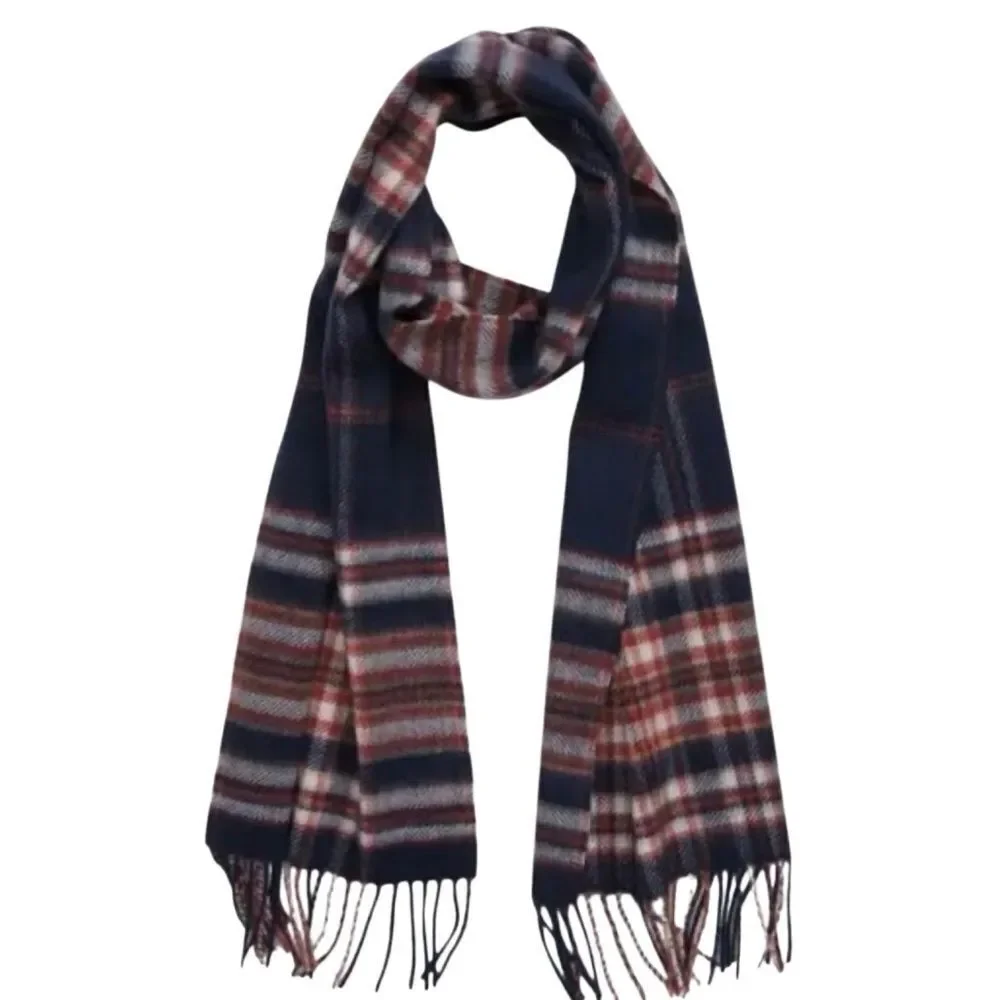 Nordstrom Cashmere Wool Blend Navy Magic Tartan Scarf NEW MSRP $89